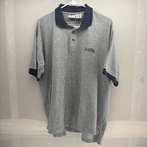 RARE Vintage Iron Knights MLB Atlanta Braves Polo Shirt Men's XL Gray 1998